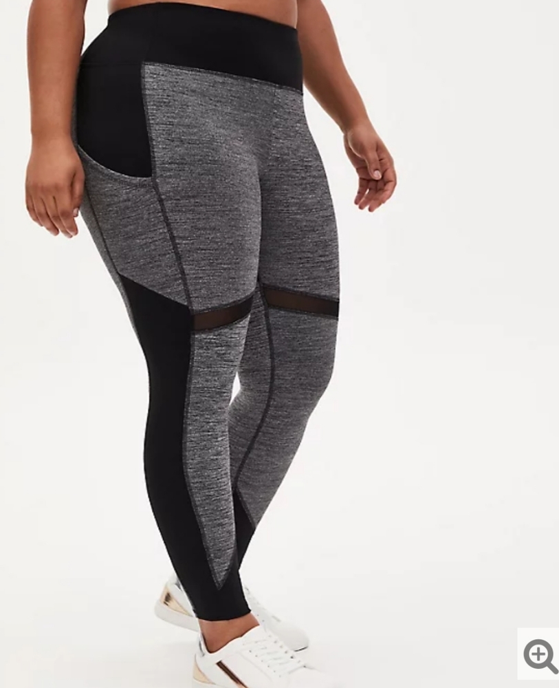 torrid Black and Gray Space-Dye Mesh Inset Leggings